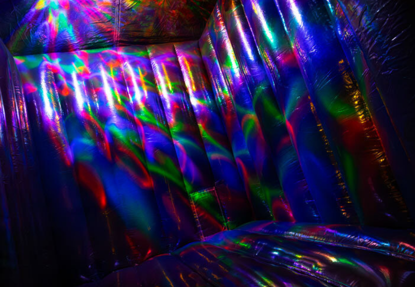 Hüpfburg "Disco" mit Partylicht und Musik-Box (Miete)