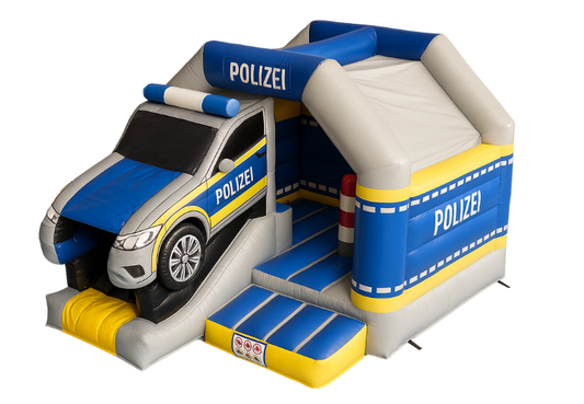 Hüpfburg "Polizei" - mit integrierter Rutsche (Miete)